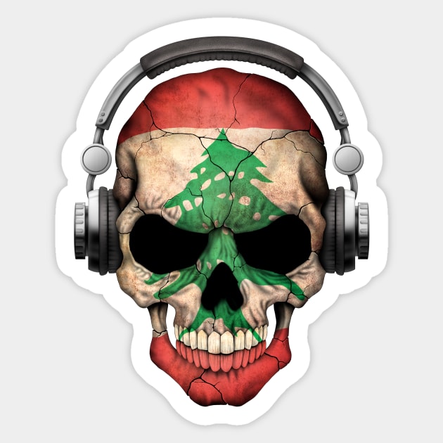 Dark Skull Deejay with Lebanese Flag Sticker by jeffbartels